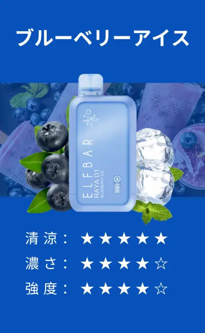 ElfBar BC10000 (Raya D1 Dinmol) – Blueberry Ice (ブルーベリーアイス)