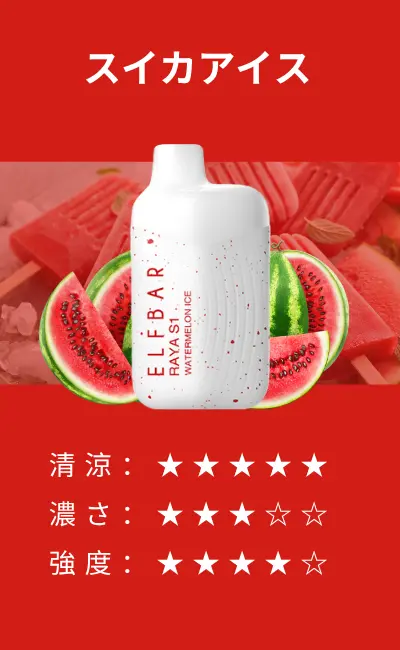 ElfBar Raya S1 – Watermelon Ice（ウォーターメロンアイス）
